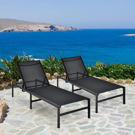 Goplus Chaise Longue Bain De Soleil Pliable Avec Dossier Reglable Transat Inclinable Charge