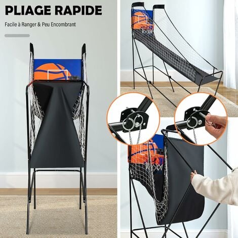 Jeu de Basketball Arcade Pliable pour Enfants avec Marqueur Electronique  Buzzer 3 Ballons Pompe Diamètre du Panier 32 cm - Costway