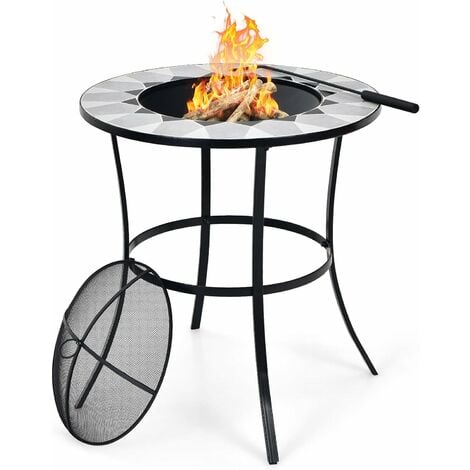 Four à charbon de bois portable T1 Mini baril avec étagère latérale,  barbecue de jardin extérieur, style tendance