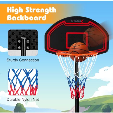 Panier De Basket Réglable Avec Roulettes, Hauteur 149-305cm - COSTWAY, Neuf