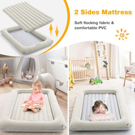 Lit Gonflable Enfant GOPLUS 118x165cm - Avec Matelas Amovible Et Pompe - Pour Voyage Et Jeu