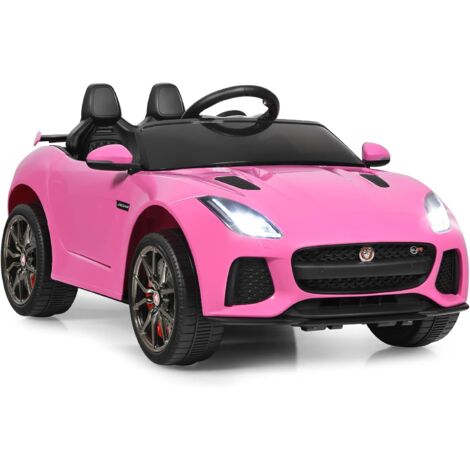 GOPLUS 12V Jaguar Voiture Electrique avec Télécommande pour Enfants, Cabriolet 3-5 KM/H Démarrage/Frein en Douceur,Sons et Musique avec Volume Réglable,pour Enfants 3-8 Ans,Jusqu’à 25KG (Rose) (1/5)