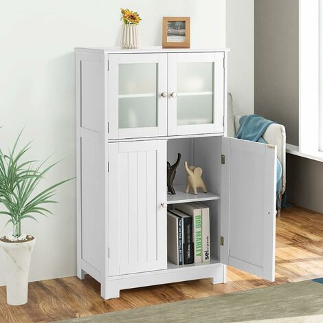 Ghopy Étagère Cuisine Extensible Blanc – Rangement Empilable Réglable 36-69 Cm, Organiseur Placard Salle De Bain Cuisine, Design Grille