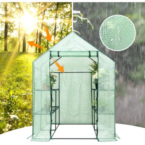 Serre D'intérieur 4 étages - Cadre Métallique Et Bâche PVC Transparent, Idéale Pour Plantes Aromatiques Et Semis (50x45x130 Cm)