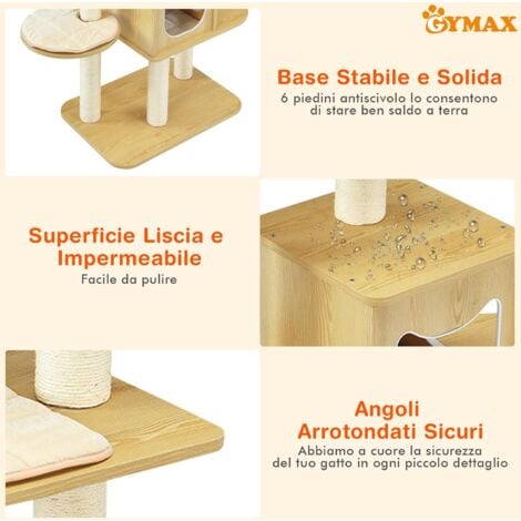 GOPLUS Grand Arbre a Chat 175 CM en Bois, Niveaux, avec