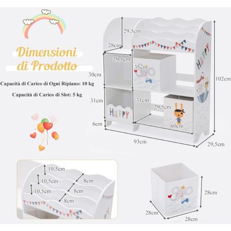 Meuble Rangement Jouet Petite Bibliothèque Bureau Enfant Hggzeg - Étagère Rangement Livres Blanc - Pour Chambre Ou Salon (32x21,5x19,5 Cm) Murale Livre
