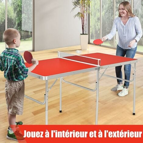 GOPLUS Table de Ping Pong Pliable avec 2 Balles et 2 Raquettes, Exercice  d'Adulte et