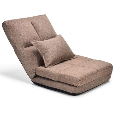 GOPLUS Coussin de Sol Reglable en 5 Positions, Chaise Japonaise Pliable, pour Salon, Bureau, Cafe/Noir/Gris (Brun) (1/5)