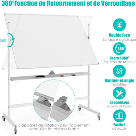GOPLUS Tableau Blanc Magnétique 60x40 Cm Avec Cadre Aluminium - Marqueurs, Aimants Et Accessoires Inclus