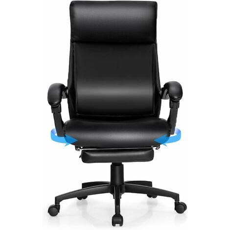 Chaise de Bureau Assise Haute, 64L x 60l x 104-124H cm, Repos-pied  Réglable, Vérin