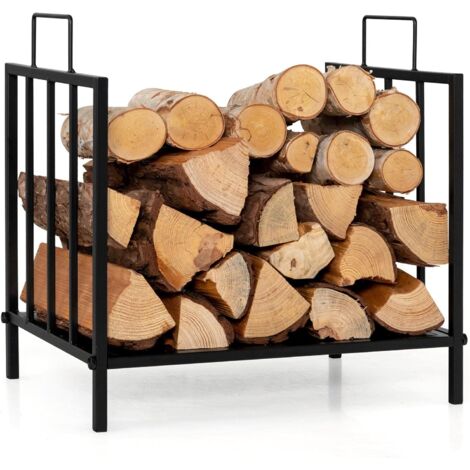 Goplus – Range bûches en acier inoxydable – Capacité 50 kg – Dimensions 48x34x41 cm – Pattes surélevées pour ventilation – Usage intérieur et extérieur