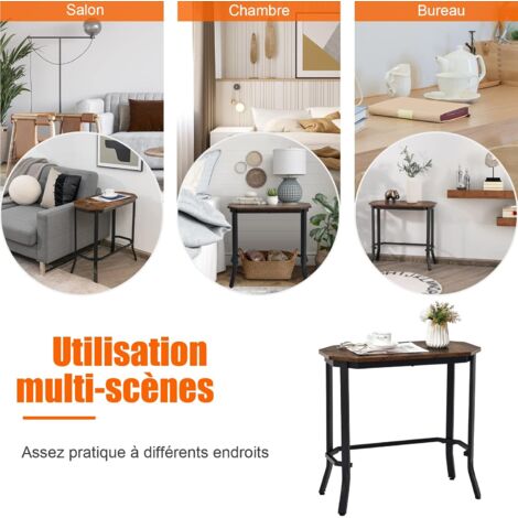 Table D'Appoint Étroite Aibiju 43x18x66 Cm - 3 Niveaux Avec Panier Tissu - Idéale Pour Petits Espaces