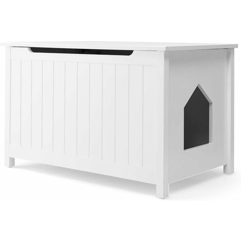 Goplus – Maison de toilette pour chat avec double porte – Niche multifonctionnelle avec rangement – Structure en MDF et pin – Dimensions 80,5 x 51 x 51 cm (1/5)