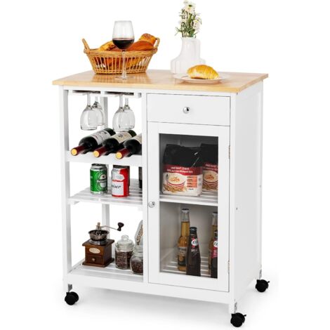 GOPLUS Chariot Cuisine 4 Niveaux 47x20x80cm - Chariot Rangement à Roulettes Gris