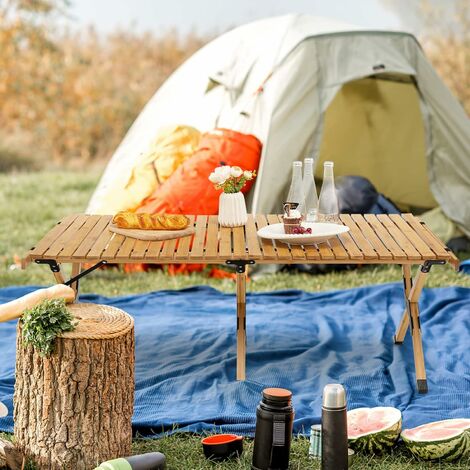 Outsunny Table de Camping Pliante portable Pique Nique avec Bancs