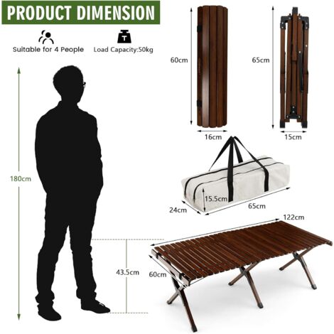 Table De Camping Pliante GOPLUS 86x86 Cm — Pour 4 Personnes, Charge 150 Kg, Plateau HDPE, Grise