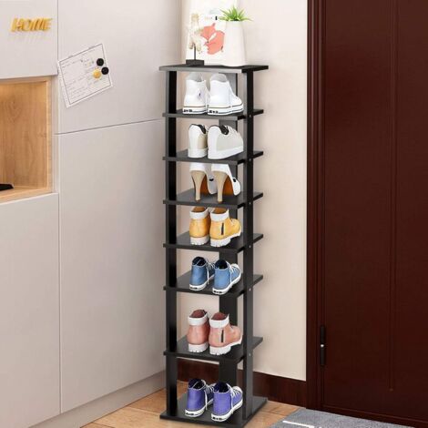 Étagères à chaussures verticales simples en bois manufacturé avec étagère, naturel, 15,7L x 9,4P x 42,5H