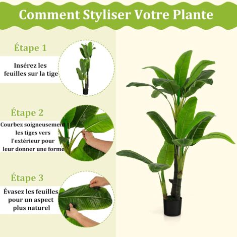 COSTWAY Arbre Artificiel Plante Artificielle En Pot Convient Pour