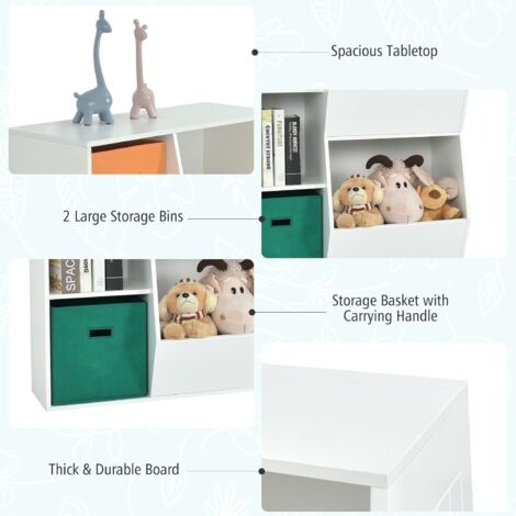 GOPLUS Bibliothèque Enfant Avec Rangement Spacieux - Meuble Jouets Et Livres Anti-Basculement, Idéal Chambre Et Salon, 76x35,5x94 CM Gris