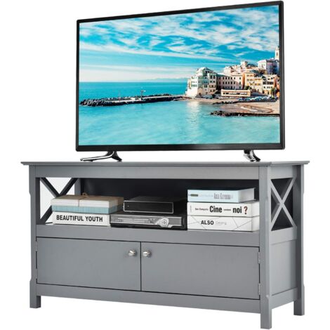 Meuble TV Design Industriel Avec étagères En L - Pour écrans Jusqu'à 50", Marron, 144.5x121 Cm, Capacité 40 Kg