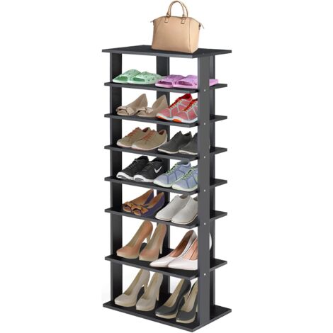 GOPLUS étagère à Chaussures 7 Niveaux avec Différentes Hauteurs, Meuble à Chaussures avec Base Carrée Robuste, étagères à Chaussures Multifonction pour Entrée, Salon, 45 x 25 x 110 cm (1/5)