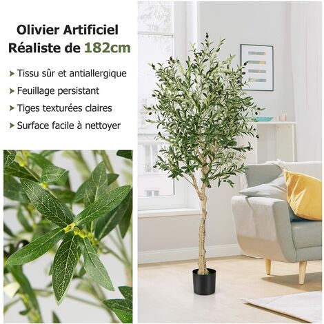 Olivier Artificiel HOMCOM 180 Cm - Plante Artificielle Intérieur Réaliste Avec Pot En Ciment, Décoration Salon Bureau Sans Entretien - 5