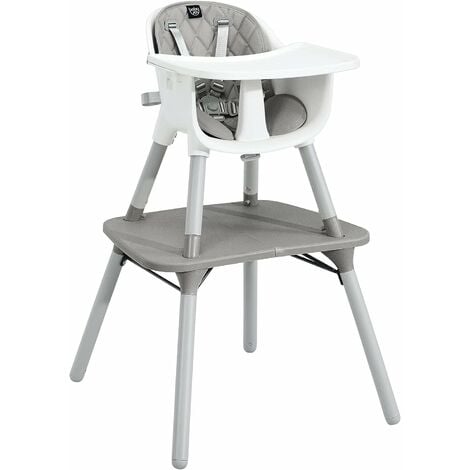 Costway Chaise haute bébé pliable avec roues rotatives 360degrees et  réglage de la hauteur gris / beige