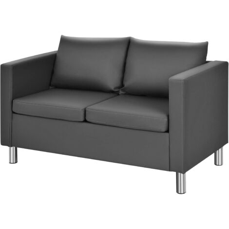 GOPLUS Canapé 1/2/3 Places d'angle,Sofa de Salon Spacieux en Simicuir avec Accoudoirs,Coussins et Pieds en Métal, Design Ergonomique Nortique, Canapé-lit Moderne pour Salon, Chambre,Bureau (2 Places) (1/5)