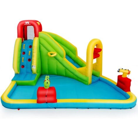 GOPLUS Aire de Jeu Château Gonflable Petit Éléphant avec Toboggan