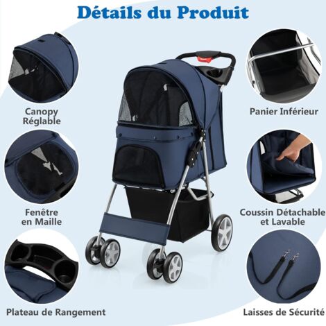 Plateau Poussette Amovible - Avec Porte-gobelet - Support Téléphone - Noir/Blanc