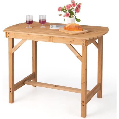 GOPLUS Table de Jardin en Bois de Sapin Massif 100X60X75 CM, Table de Salle à Manger Extérieure avec Trou de Parasol de 4 cm pour 4-6 Personnes, pour Pelouse, Patio, Jardin, Charge 180 KG (1/5)