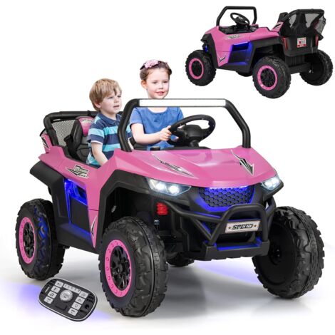 Goplus – Voiture électrique pour enfants 3-8 ans – 2 places avec télécommande 2,4G – Lumières LED et musique – 12V quad buggy tout terrain – Capacité 60kg - 60kgpour