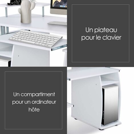 Bureau Enfant Avec étagères Et Tiroir - Dimensions 80x48x102 Cm - 5 étagères Ouvertes, Tiroir Coulissant - Stable, Anti-basculement - Coloris Gris - Pour Filles Et Garçons - 10