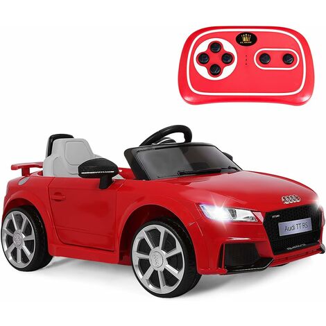 GOPLUS Audi TT RS Voiture Electrique Enfants, Voiture pour Enfants Klaxon, Musique, Phare LED,Pousser pour Enfants,Double Porte Télécommande 2.4G(Rouge)