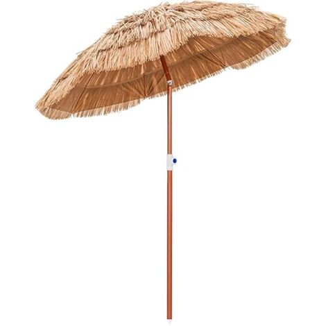 Goplus – Parasol déporté inclinable en paille PP – Diamètre 1,75m – Hauteur réglable 140-190cm – Résistant aux intempéries – Sac de transport inclus