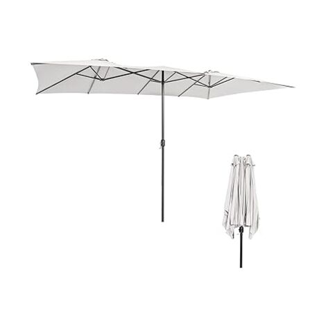 Goplus – Parasol déporté rectangulaire 430x260cm – Tissu polyester beige résistant – Poteau de 48mm – Système de manivelle pour ouverture facile