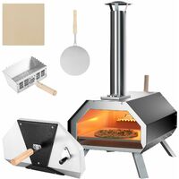 Goplus – Four à pizza portable en acier inoxydable – Construction à 3 couches – Thermomètre intégré – Idéal pour cuisson rapide en extérieur