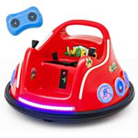 GOPLUS Auto-Tamponneuse Electrique 1,22 km/h à 360º avec Télécommande Parental, Voiture électrique Enfants 1 Place 12V avec Lumière, Musique,pour Enfants 3-8 Ans, 73 X 73 X 43 CM (Rouge)