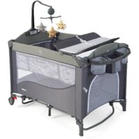 GOPLUS Lit Bébé Parapluie, avec Matelas et Sac, Lit Bébé de Voyage Compact, pour 0-3 Ans Jusqu'à 30 kg, 125x65x76 cm, Bleu
