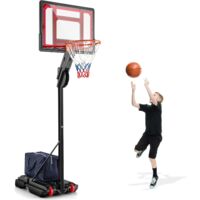 Goplus – Panier de basket extérieur sur pied – Hauteur réglable 1,05-2,6 m – Panneau résistant aux chocs – Base stable avec roues intégrées