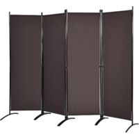 GOPLUS Séparation de Pièce en 4 Parties, Paravent de 173 cm de Hauteur avec Cadre Métallique, Marron