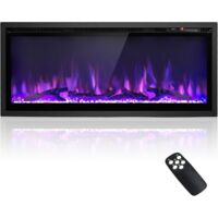 Goplus – Cheminée électrique 750W/1500W – 5 000 BTU pour 46 m² – 9 couleurs de flamme – 5 niveaux de luminosité – Minuterie 1H à 8H