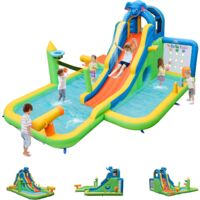 Goplus – Château gonflable géant 9-en-1 pour enfants 3-10 ans – Mur d'escalade, canons à eau, piscine – Dimensions 378 x 469 x 250 cm