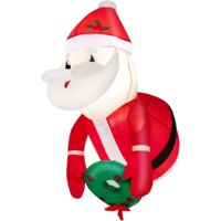GOPLUS Décorations de Noël Gonflables, Père Noëlde 100 cm Suspendu Fixé sur Fenêtre, avec 2 Lumières LED Intégrées, 3 Ventouses