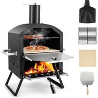 Goplus – Four à pizza extérieur à bois pour 2 pizzas – Cuisson rapide 605°C – Couvercle étanche – Pieds repliables – Acier inoxydable – Pelle et pierre incluses