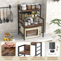 HUOLE Support Extensible en Métal Four à Micro-Ondes de Fourniture de Vaisselle Vaisselle de Stockage Compteur d'économiseur d'espace Organisateur Titulaire d'épice (Noir-1PC HUOLE Support Extensible en Métal Four à Micro-Ondes de Fourniture de Vaisselle Vaisselle de Stockage Compteur d'économiseur d'espace Organisateur Titulaire d'épice (Noir-1PC