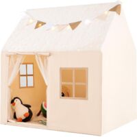 Goplus – Cabane de jardin pour enfant 119x104x129 cm – Tissu phosphorescent et guirlande lumineuse – 2 fenêtres ventilées – Tapis rembourré amovible