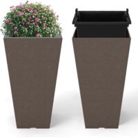 HOMERZO Jardinière pour l'intérieur et l'extérieur - En bois avec insert en plastique - 18 l