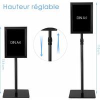 Porte-Affiche A3 Sur Pied GOPLUS - Rotation 360°, Hauteur Réglable 78,5-123cm, Base Métal Stable