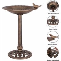 GOPLUS Mangeoire à Oiseaux sur Pied pour Attire Plus d'oiseaux Bain d'oiseaux avec Une Plateau de Diamètre 50cm, Hauteur 76CM, Design Antique (Bronze)